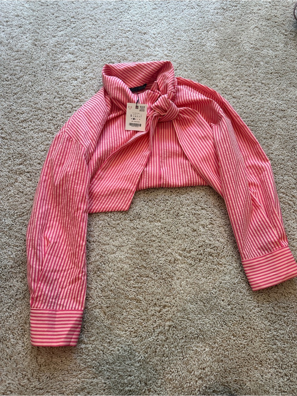 Zara Tied Striped Shirt - Picture 6 of 8